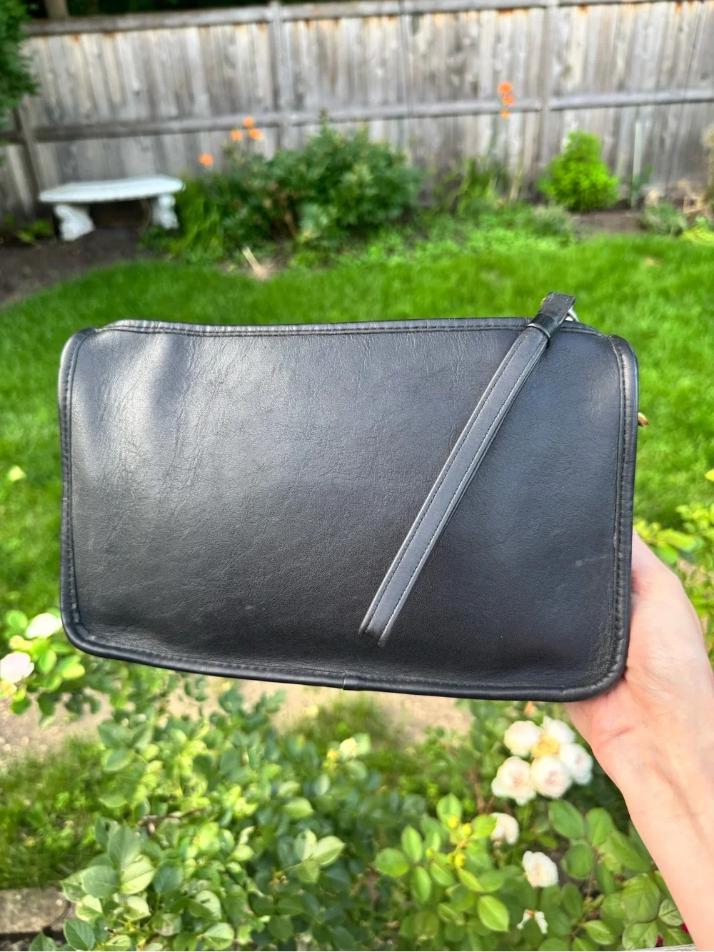 Coach Vintage Basic Bag Zippered Clutch NO Strap Black Leather #9455